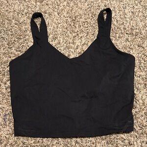 Black Sleeveless Athletic Crop Top w Built in Bra